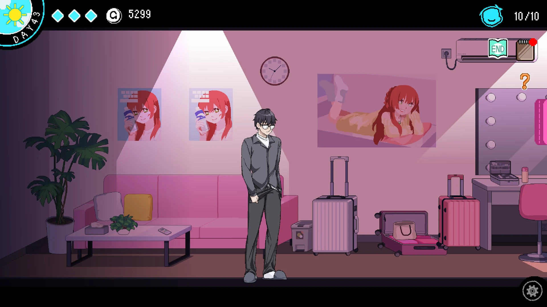 社群审查 DX 中角色在室内区域探索的像素场景